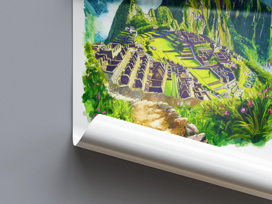 Machu Picchu Watercolor Poster Machu Picchu Travel Print Machu Picchu Wall Art Machu Picchu Painting Peru Souvenir Decor