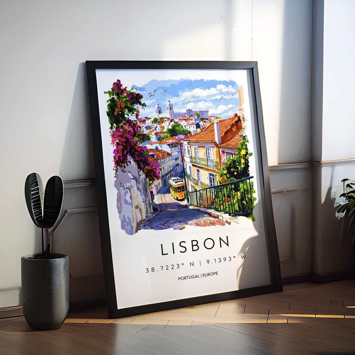 Lisbon Watercolor Poster Lisbon Travel Print Lisbon Wall Art Lisbon Cityscape Painting Lisbon Souvenir Portugal Decor