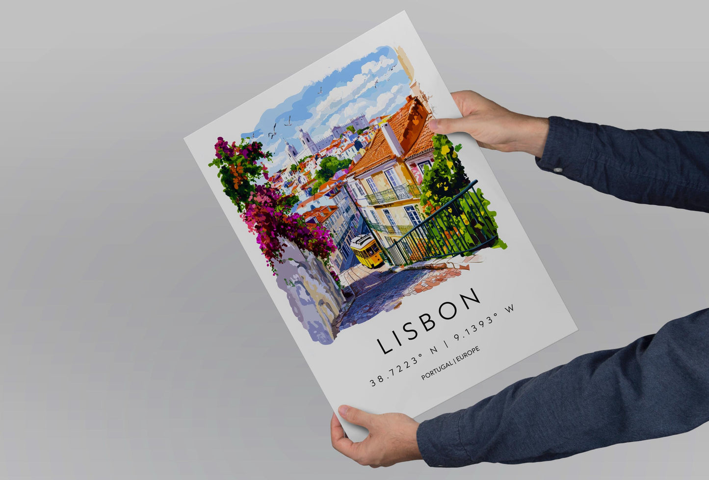 Lisbon Watercolor Poster Lisbon Travel Print Lisbon Wall Art Lisbon Cityscape Painting Lisbon Souvenir Portugal Decor