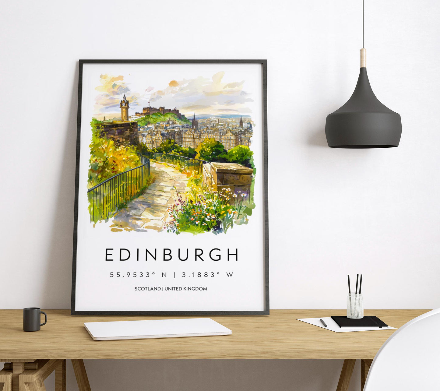 Edinburgh Watercolor Poster Edinburgh Travel Print Edinburgh Wall Art Edinburgh Cityscape Painting Edinburgh Souvenir Scotland Decor