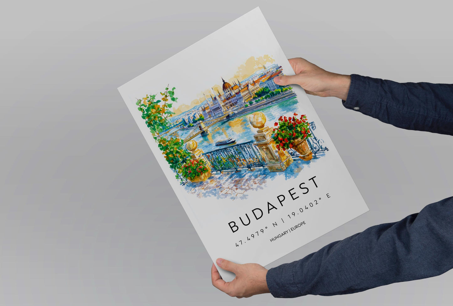 Budapest Watercolor Poster Budapest Travel Print Budapest Wall Art Budapest Cityscape Painting Budapest Souvenir Hungary Decor