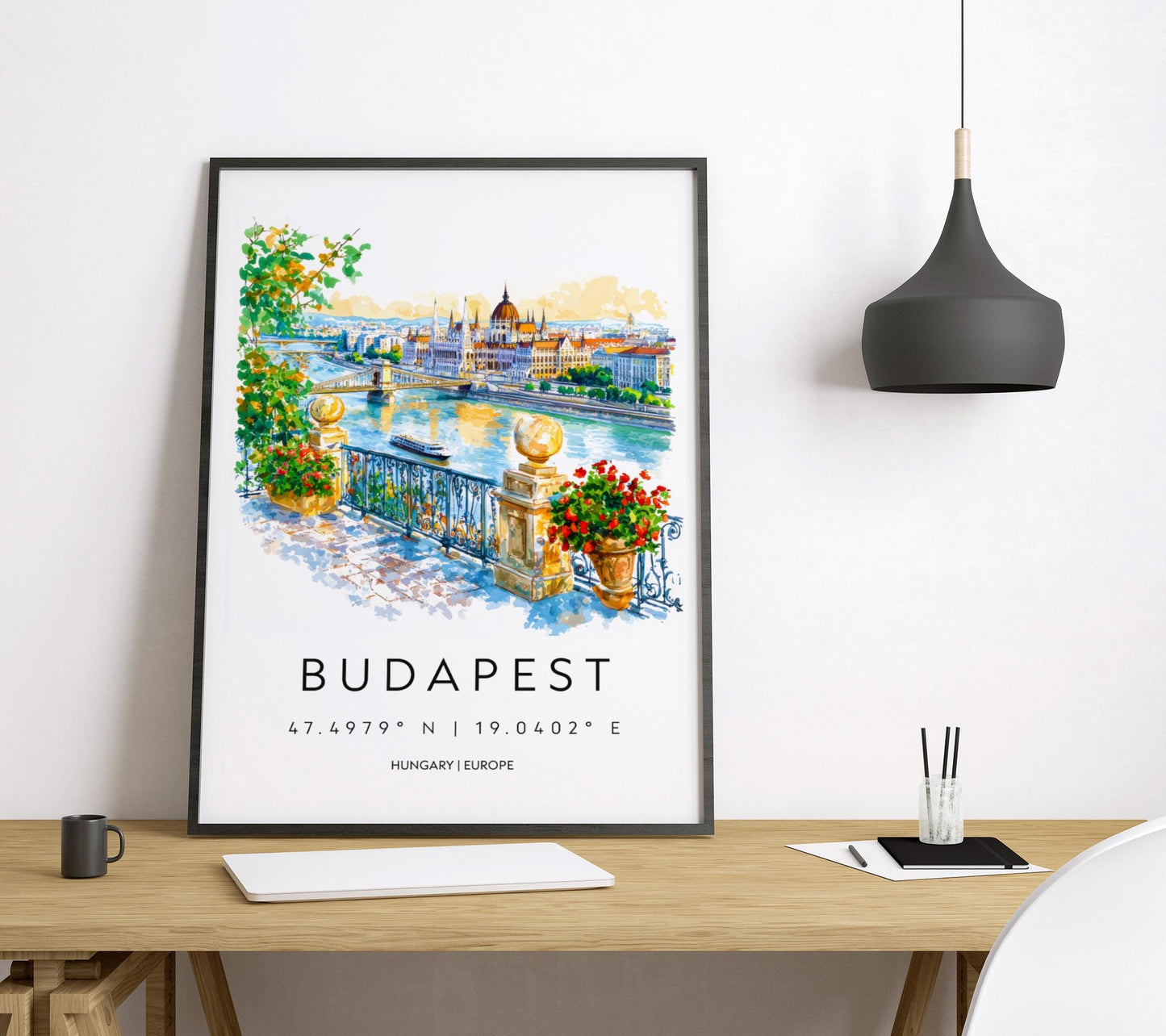 Budapest Watercolor Poster Budapest Travel Print Budapest Wall Art Budapest Cityscape Painting Budapest Souvenir Hungary Decor
