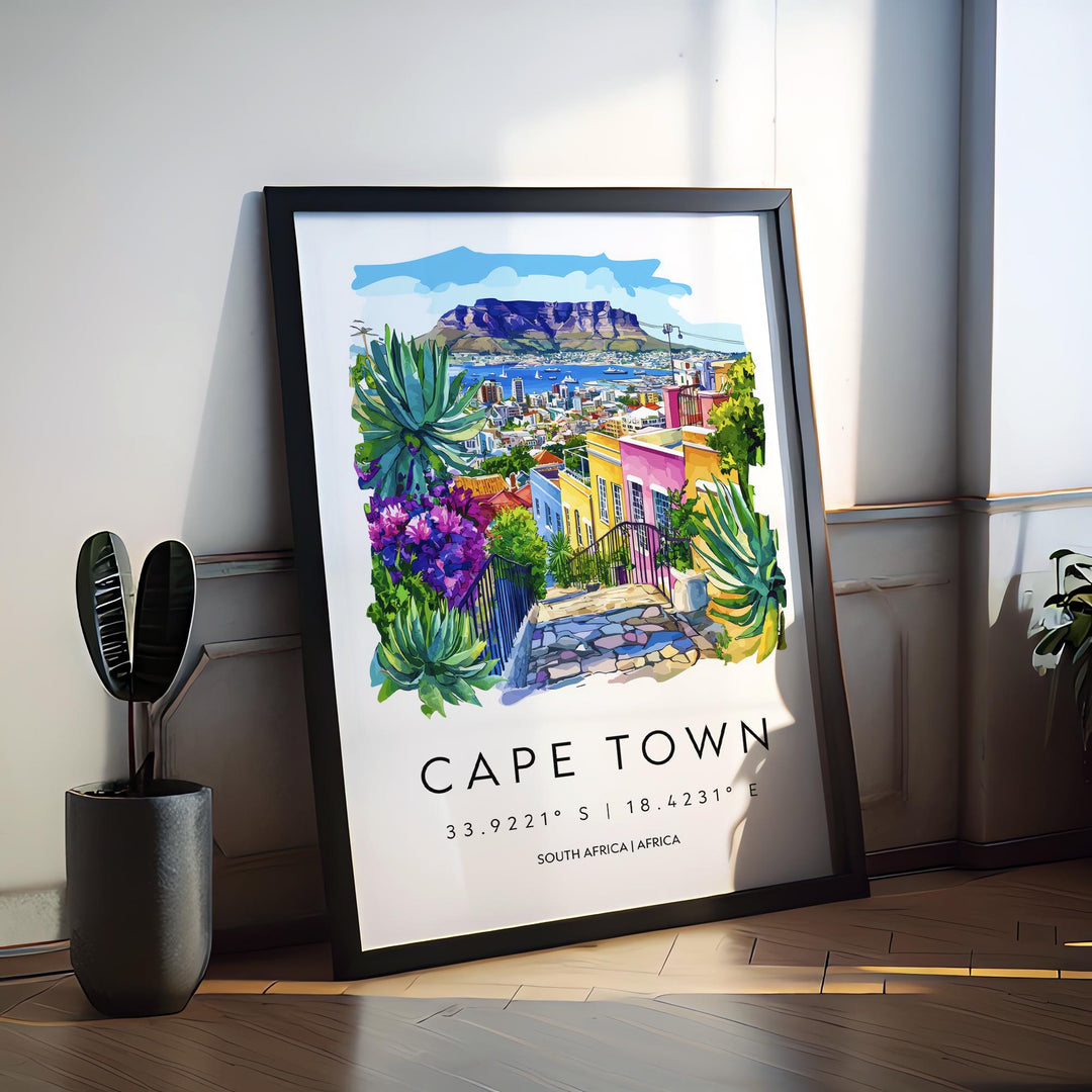 Cape Town Watercolor Poster Cape Town Travel Print Cape Town Wall Art Cape Town Cityscape Painting Cape Town Souvenir South Africa Decor