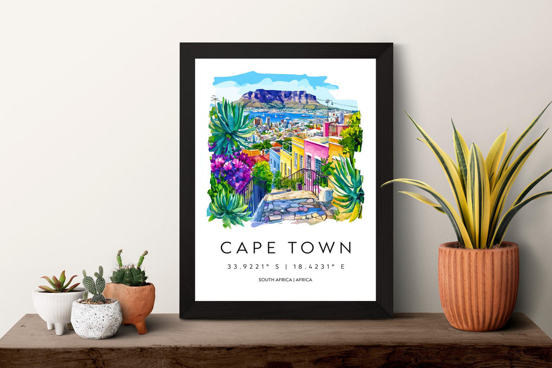 Cape Town Watercolor Poster Cape Town Travel Print Cape Town Wall Art Cape Town Cityscape Painting Cape Town Souvenir South Africa Decor