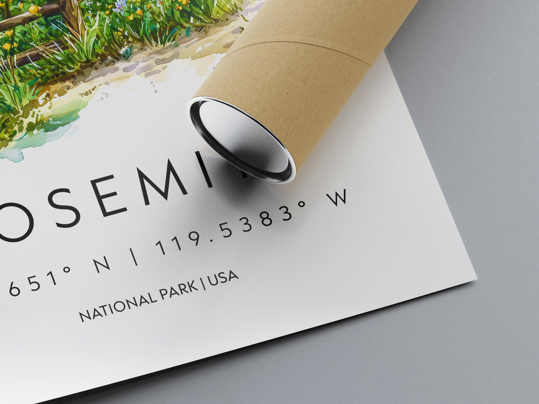 Yosemite Watercolor Poster Yosemite Travel Print Yosemite Wall Art Yosemite Landscape Painting Yosemite Souvenir USA Decor