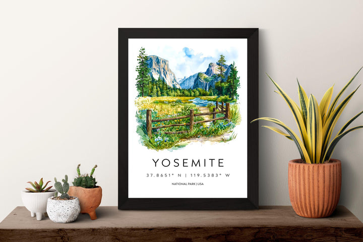 Yosemite Watercolor Poster Yosemite Travel Print Yosemite Wall Art Yosemite Landscape Painting Yosemite Souvenir USA Decor