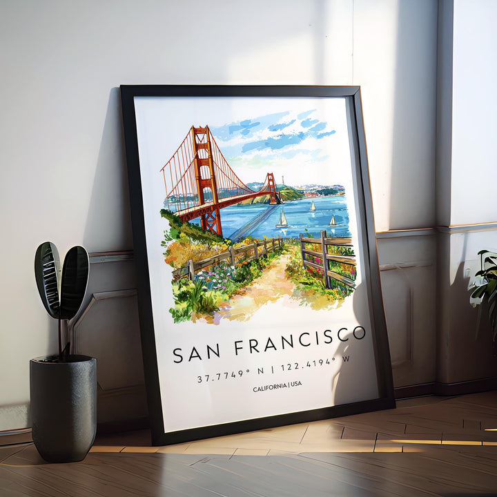 San Francisco Watercolor Poster San Francisco Travel Print San Francisco Wall Art San Francisco Painting San Francisco Souvenir USA Decor