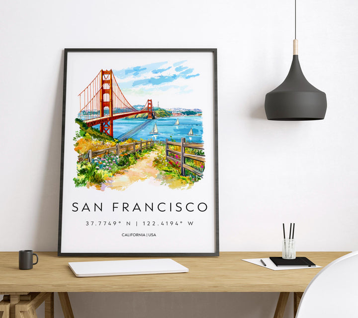 San Francisco Watercolor Poster San Francisco Travel Print San Francisco Wall Art San Francisco Painting San Francisco Souvenir USA Decor