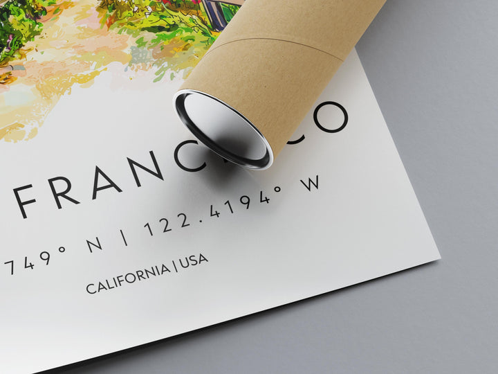 San Francisco Watercolor Poster San Francisco Travel Print San Francisco Wall Art San Francisco Painting San Francisco Souvenir USA Decor