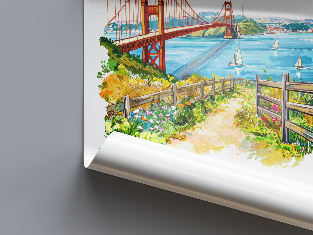 San Francisco Watercolor Poster San Francisco Travel Print San Francisco Wall Art San Francisco Painting San Francisco Souvenir USA Decor