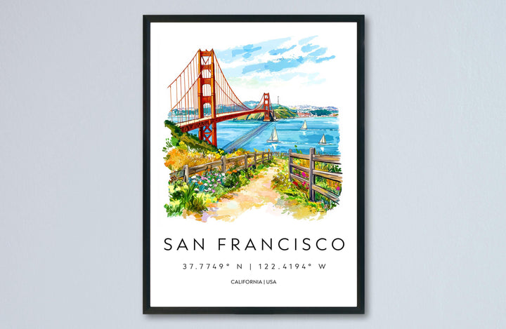 San Francisco Watercolor Poster San Francisco Travel Print San Francisco Wall Art San Francisco Painting San Francisco Souvenir USA Decor