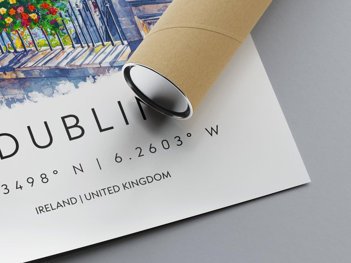Dublin Watercolor Poster Dublin Travel Print Dublin Wall Art Dublin Cityscape Painting Dublin Souvenir Ireland Decor