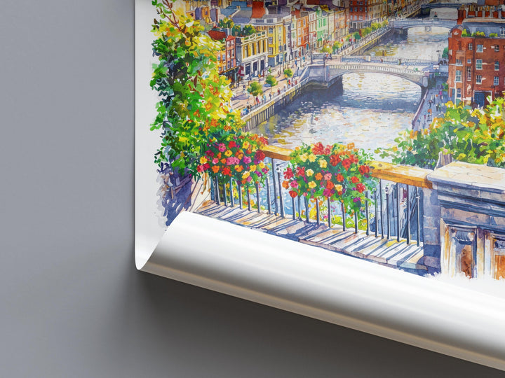 Dublin Watercolor Poster Dublin Travel Print Dublin Wall Art Dublin Cityscape Painting Dublin Souvenir Ireland Decor