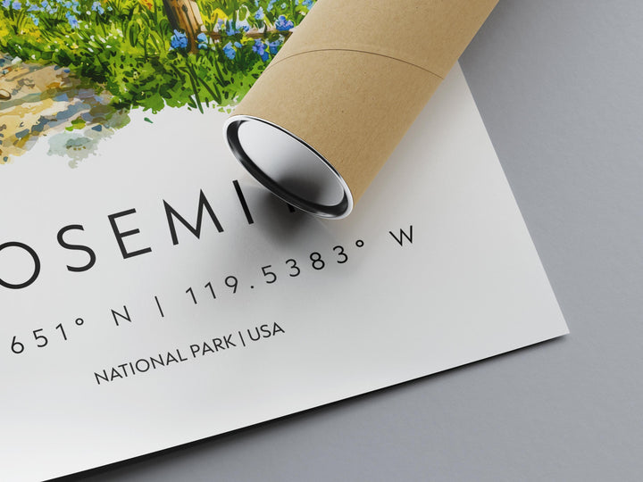 Yosemite Watercolor Poster Yosemite Travel Print Yosemite Wall Art Yosemite Landscape Painting Yosemite Souvenir USA Decor