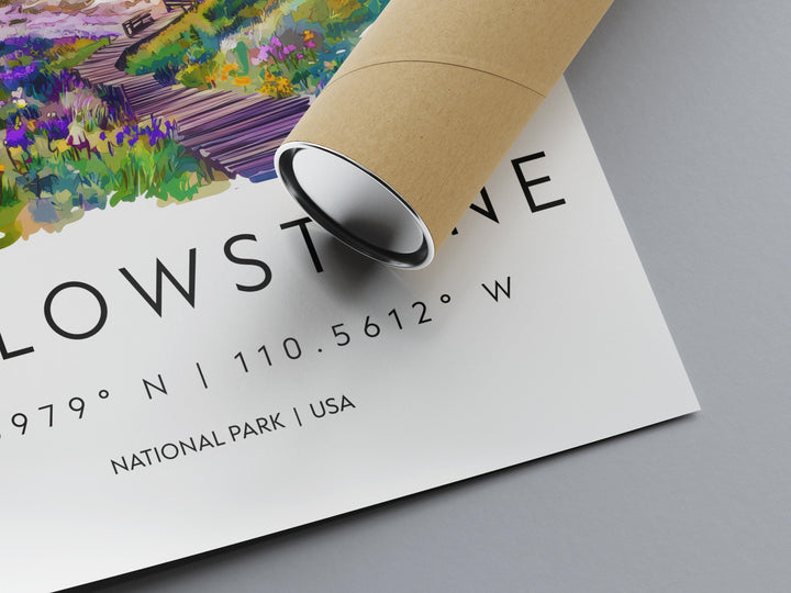 Yellowstone Watercolor Poster Yellowstone Travel Print Yellowstone Wall Art Yellowstone Landscape Painting Yellowstone Souvenir USA Decor