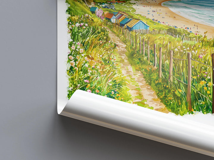 Woolacombe Watercolor Poster Woolacombe Travel Print Woolacombe Wall Art Woolacombe Beach Painting Woolacombe Souvenir UK Decor