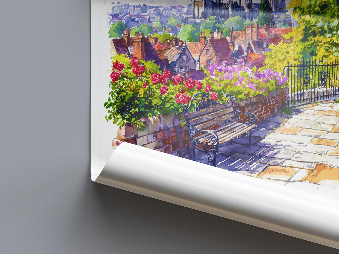 Winchester Watercolor Poster Winchester Travel Print Winchester Wall Art Winchester Cityscape Painting Winchester Souvenir UK Decor