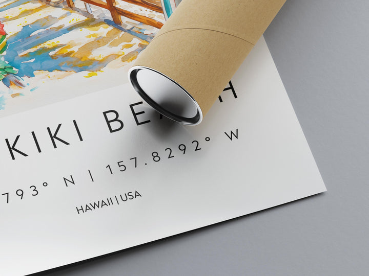 Waikiki Beach Watercolor Poster Waikiki Beach Travel Print Waikiki Beach Wall Art Waikiki Beach Painting Hawaii Souvenir Decor