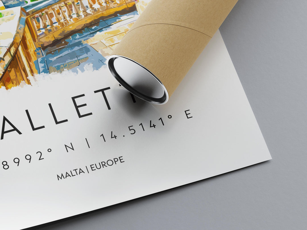 Valletta Watercolor Poster Valletta Travel Print Valletta Wall Art Valletta Cityscape Painting Valletta Souvenir Malta Decor