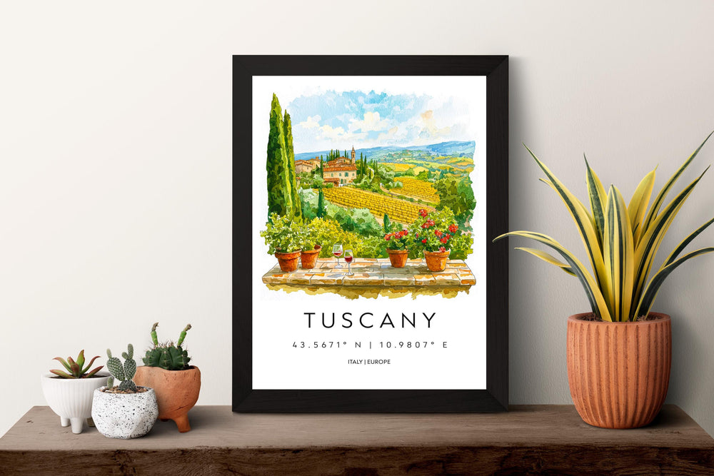 Tuscany Watercolor Poster Tuscany Travel Print Tuscany Wall Art Tuscany Landscape Painting Tuscany Souvenir Italy Decor