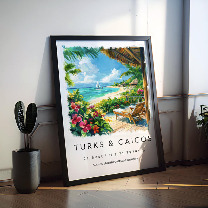 Turks and Caicos Watercolor Poster Turks and Caicos Travel Print Turks and Caicos Wall Art Turks and Caicos Painting Island Souvenir Decor