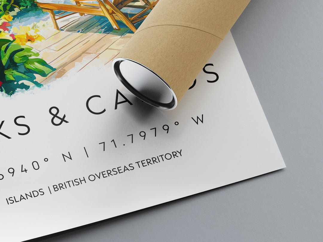 Turks and Caicos Watercolor Poster Turks and Caicos Travel Print Turks and Caicos Wall Art Turks and Caicos Painting Island Souvenir Decor