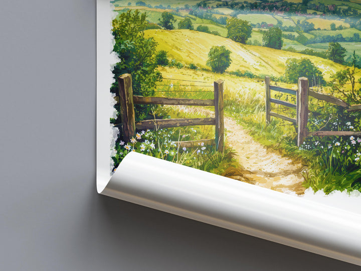 Surrey Hills Watercolor Poster Surrey Hills Travel Print Surrey Hills Wall Art Surrey Hills Landscape Painting Surrey Hills Souvenir UK Deco