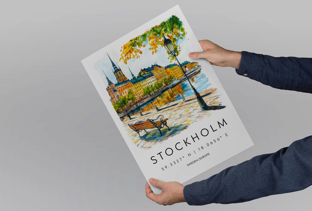 Stockholm Watercolor Poster Stockholm Travel Print Stockholm Wall Art Stockholm Cityscape Painting Stockholm Souvenir Sweden Decor