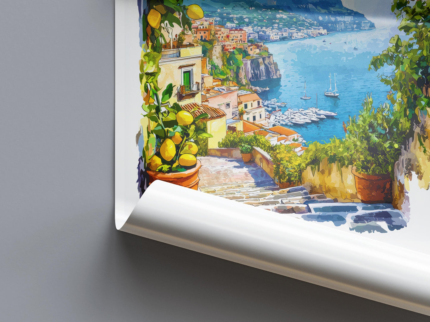 Sorrento Watercolor Poster Sorrento Travel Print Sorrento Wall Art Sorrento Cityscape Painting Sorrento Souvenir Italy Decor