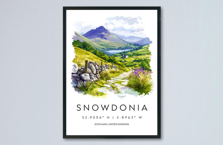 Snowdonia Watercolor Poster Snowdonia Travel Print Snowdonia Wall Art Snowdonia Landscape Painting Snowdonia Souvenir Wales Decor