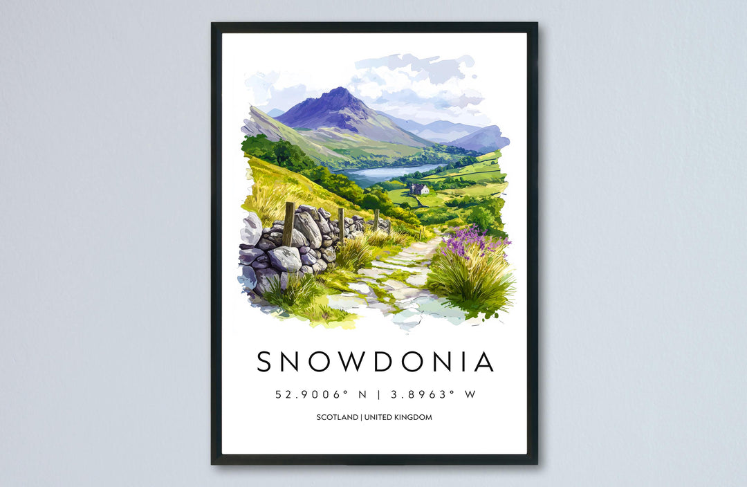 Snowdonia Watercolor Poster Snowdonia Travel Print Snowdonia Wall Art Snowdonia Landscape Painting Snowdonia Souvenir Wales Decor