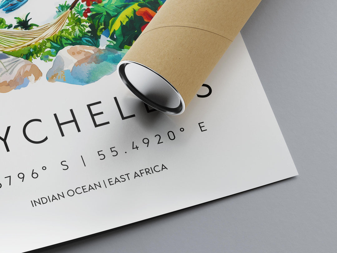 Seychelles Watercolor Poster Seychelles Travel Print Seychelles Wall Art Seychelles Beach Painting Seychelles Souvenir Island Decor