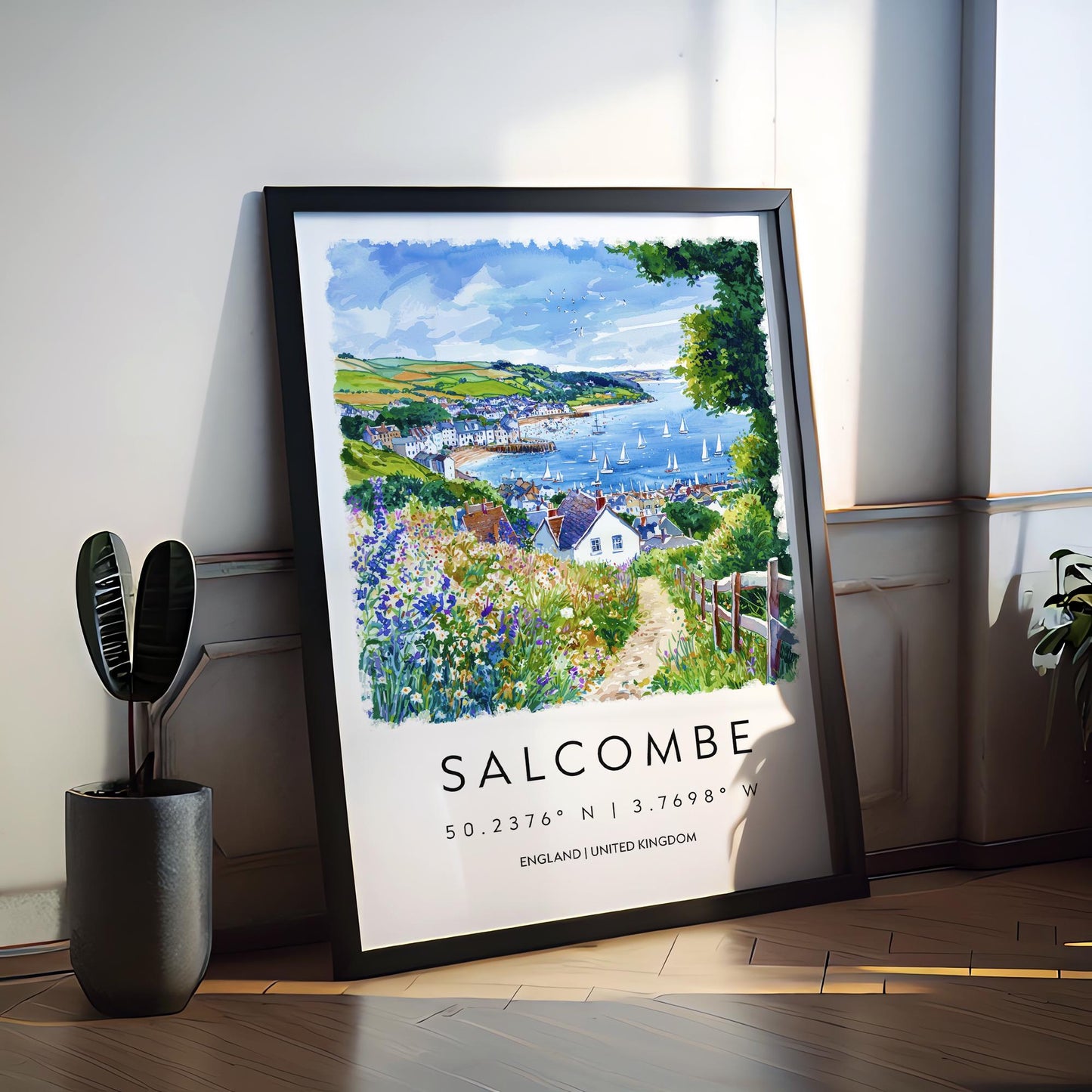 Salcombe Watercolor Poster Salcombe Travel Print Salcombe Wall Art Salcombe Harbour Painting Salcombe Souvenir UK Coastal Decor
