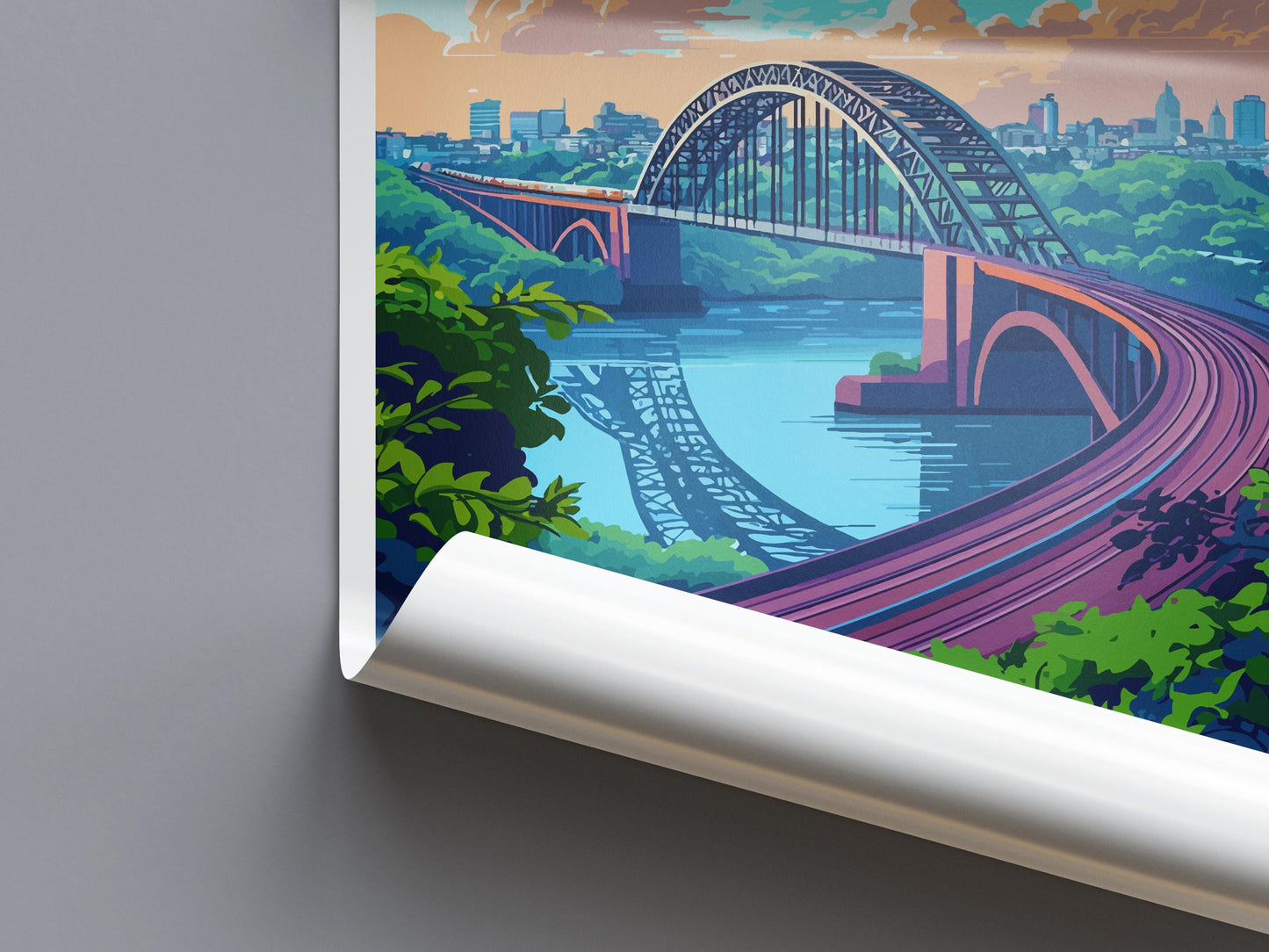 Sunderland Travel Poster England Wall Art Coastal City Print River Wear Illustration Seaside Decor Wearmouth Gift Souvenir