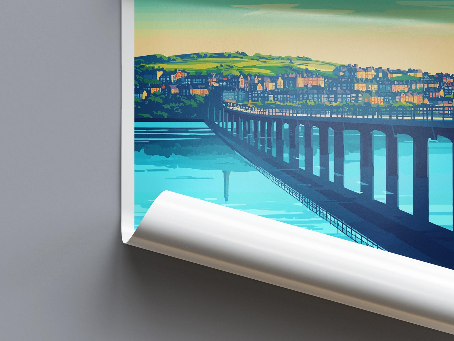 Dundee Travel Poster Scotland Wall Art Cityscape Print Waterfront View Illustration V&A Museum Decor Dundee Gift Souvenir Scene