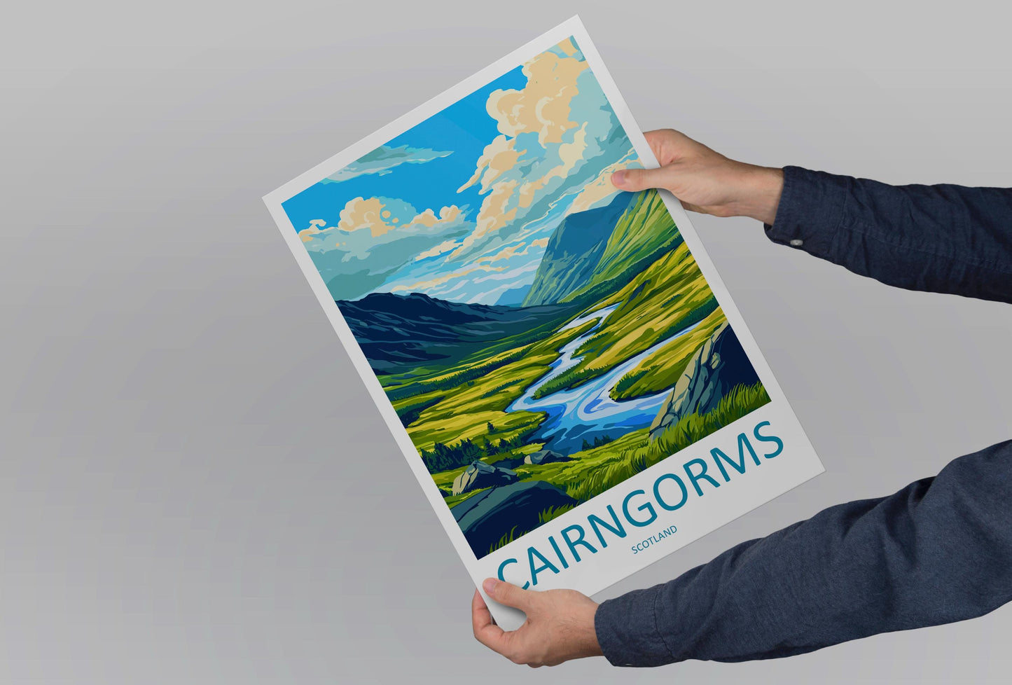 Cairngorms National Park Travel Poster Scotland Wall Art Mountain Landscape Print Highland View Decor Cairngorms Gift Souvenir