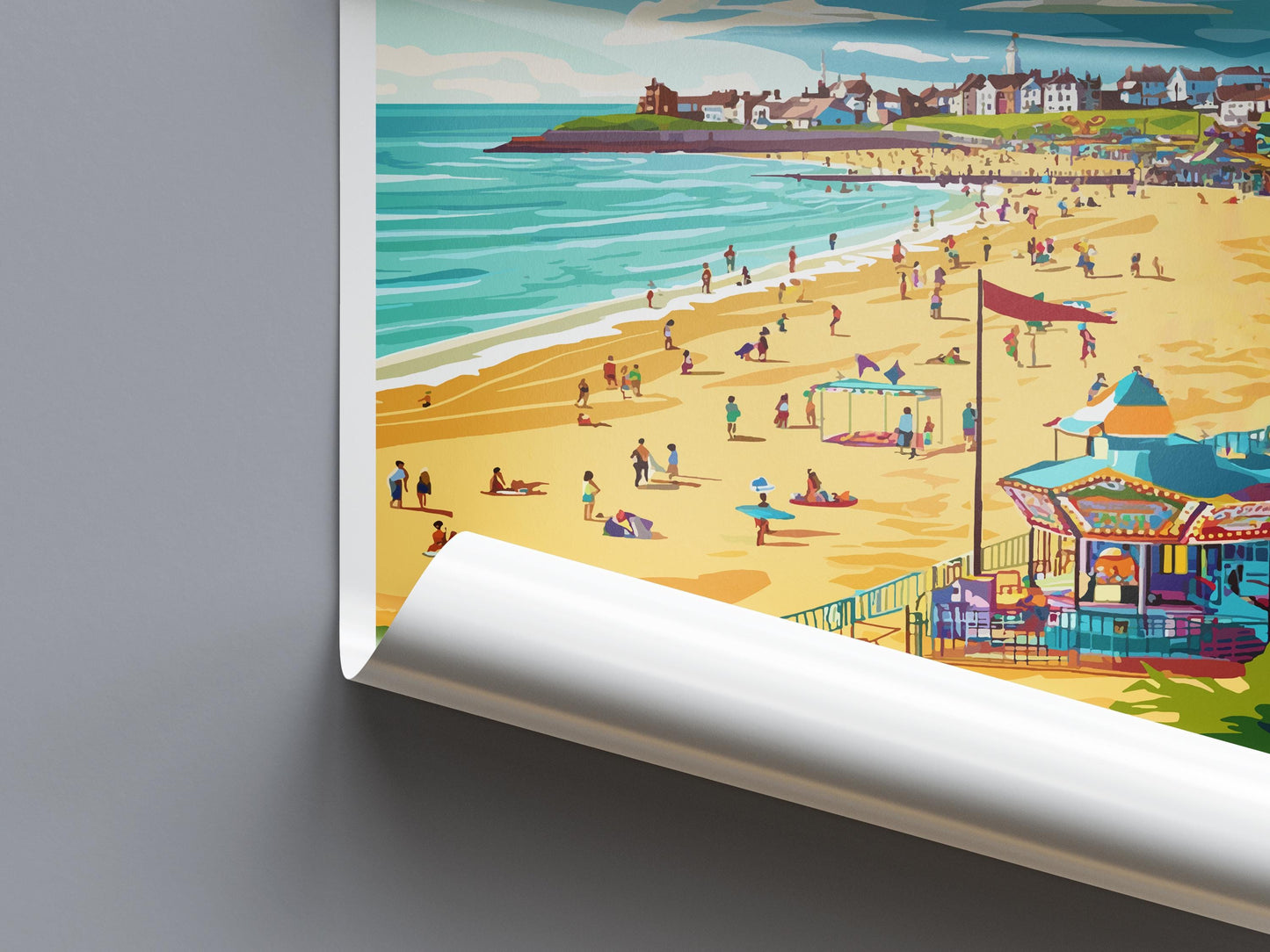 Barry Island Travel Poster Wales Wall Art Seaside Town Print Beachfront Illustration Coastal Decor Barry Gift Souvenir Scene