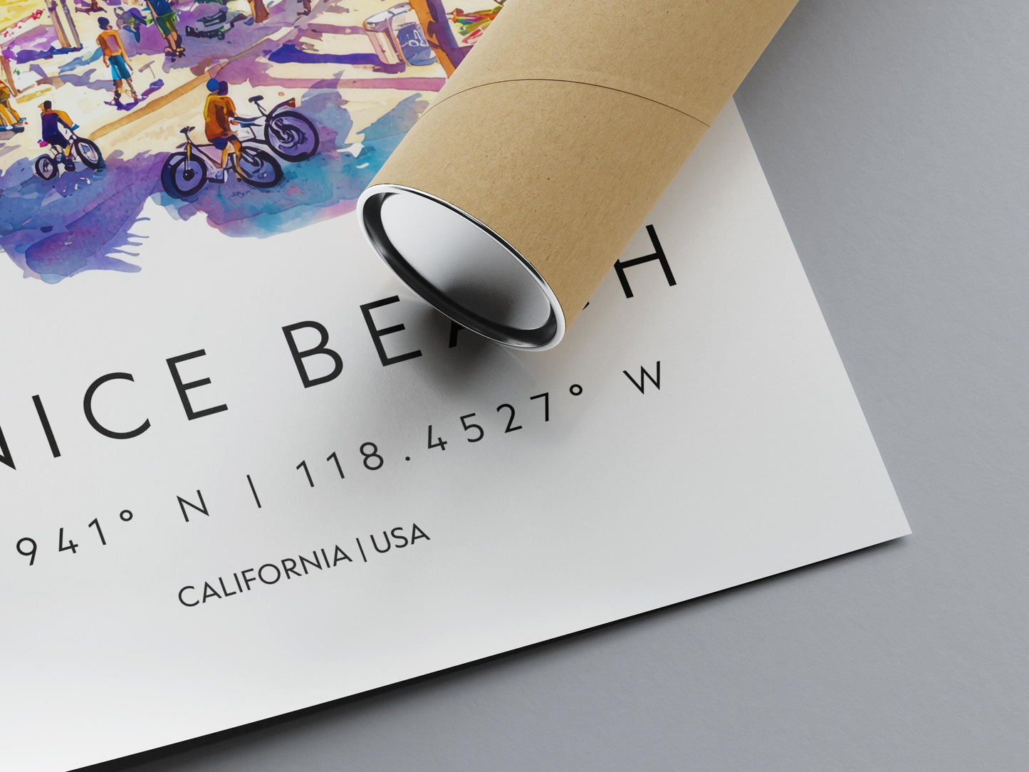 Venice Beach Watercolor Poster Venice Beach Travel Print California Wall Art Coastal Painting Venice Souvenir Decor