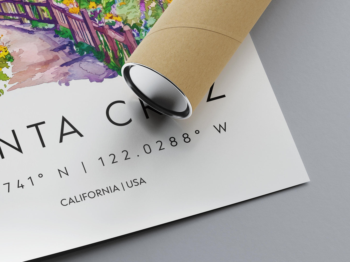 Santa Cruz Watercolor Poster Santa Cruz Travel Print California Wall Art Beach Painting Santa Cruz Souvenir Decor