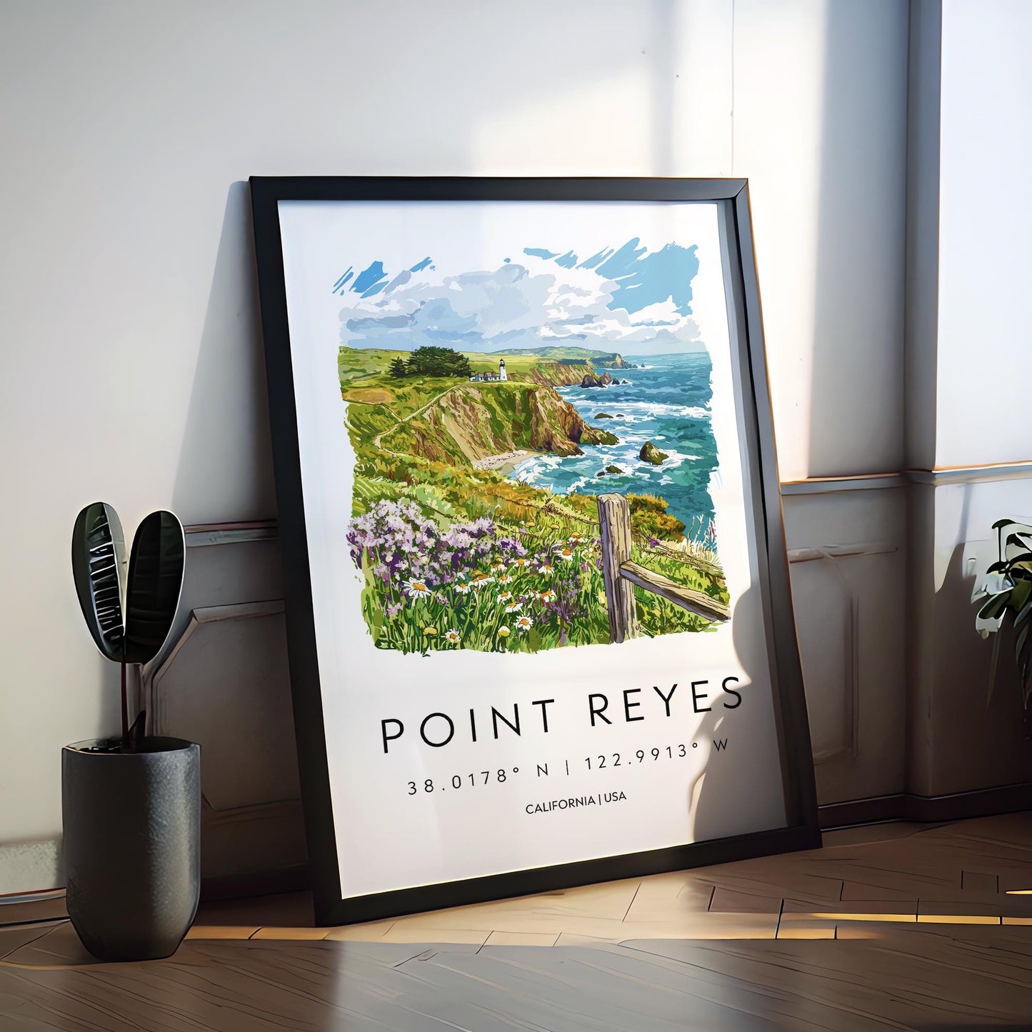 Point Reyes Watercolor Poster Point Reyes Travel Print California Wall Art Coast Painting Point Reyes Souvenir Decor