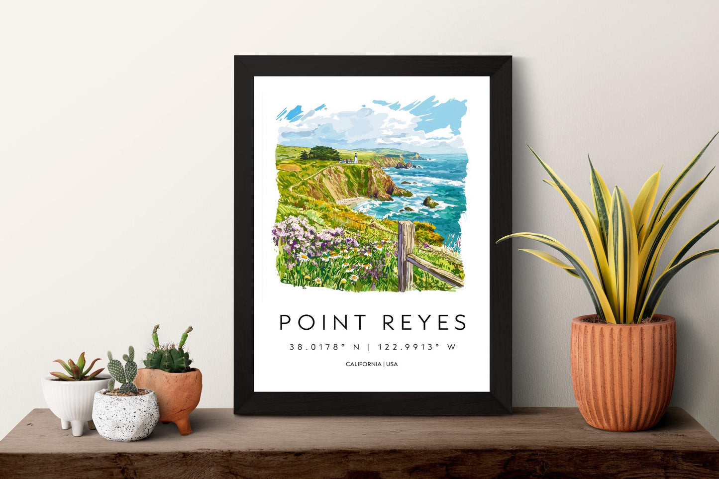 Point Reyes Watercolor Poster Point Reyes Travel Print California Wall Art Coast Painting Point Reyes Souvenir Decor