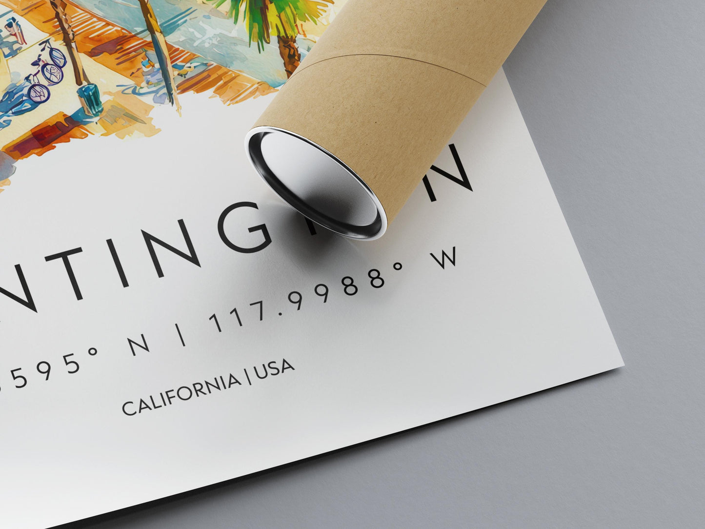Huntington Beach Watercolor Poster Huntington Beach Travel Print California Wall Art Surf Painting Beach Decor