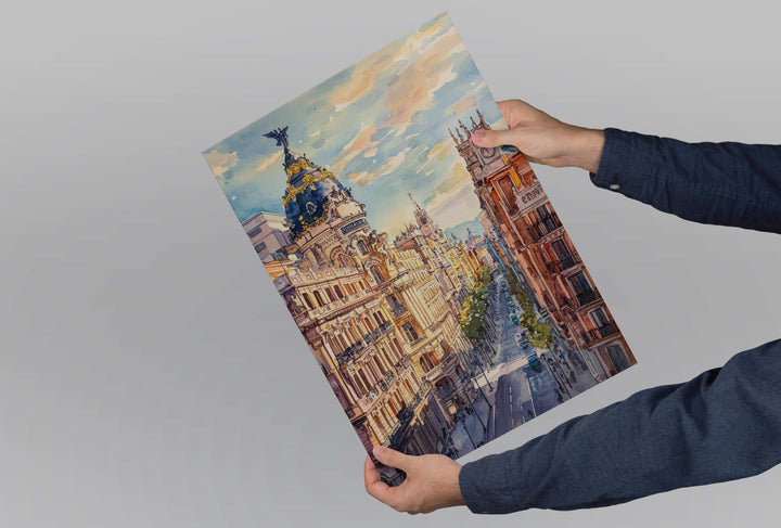 Madrid Watercolor Poster Madrid Travel Print Madrid Wall Art Madrid Cityscape Painting Madrid Souvenir Spain Decor