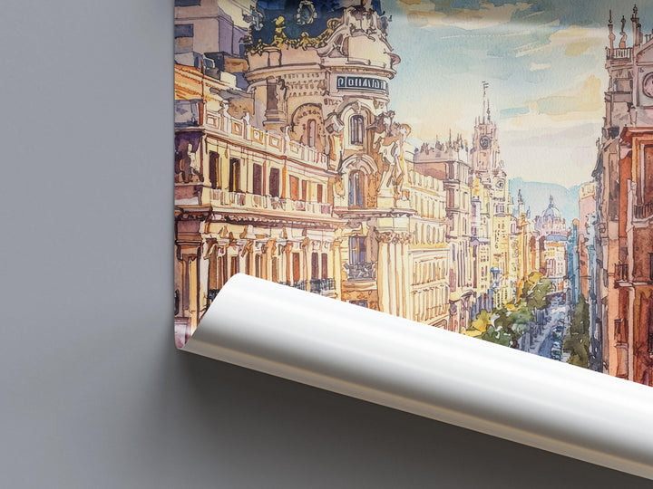 Madrid Watercolor Poster Madrid Travel Print Madrid Wall Art Madrid Cityscape Painting Madrid Souvenir Spain Decor