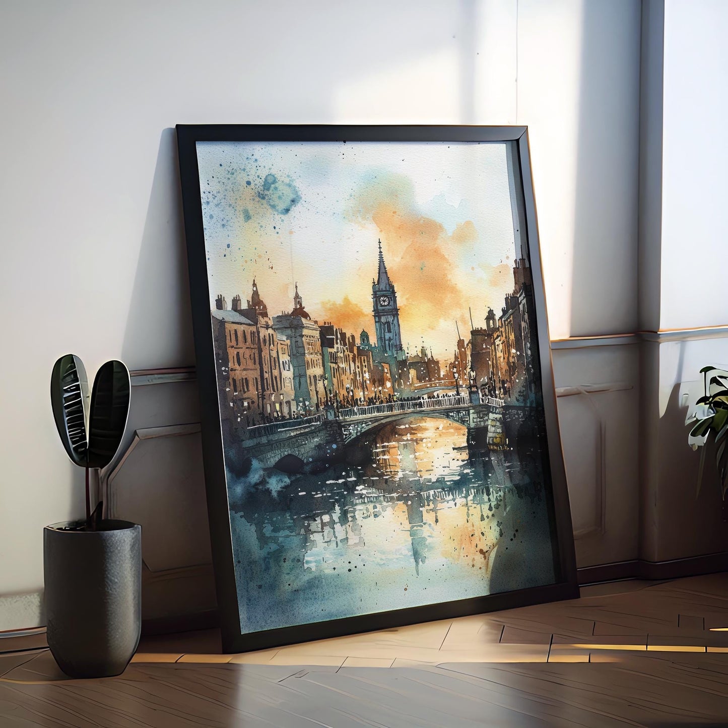 Dublin Watercolor Poster Dublin Travel Print Dublin Wall Art Dublin Cityscape Painting Dublin Souvenir Ireland Decor