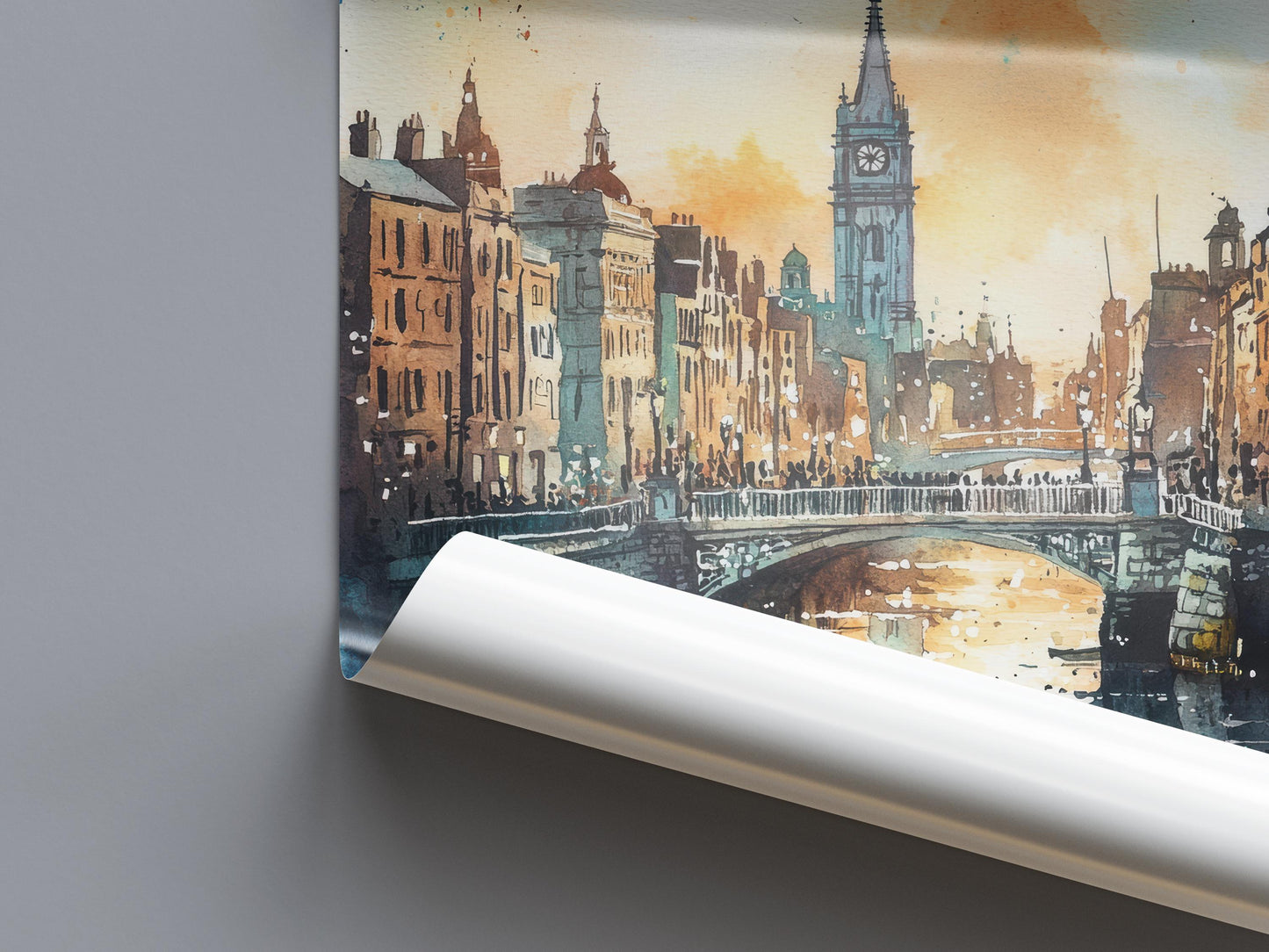 Dublin Watercolor Poster Dublin Travel Print Dublin Wall Art Dublin Cityscape Painting Dublin Souvenir Ireland Decor
