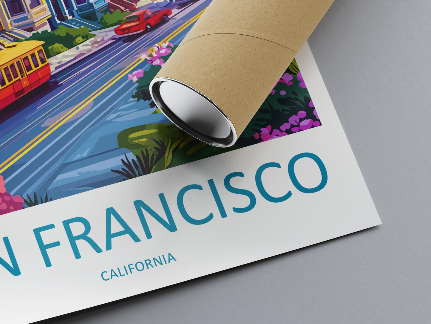 San Francisco Travel Poster California Wall Art Cityscape Print Golden Gate View Illustration Bay Area Decor SF Gift Souvenir Scene