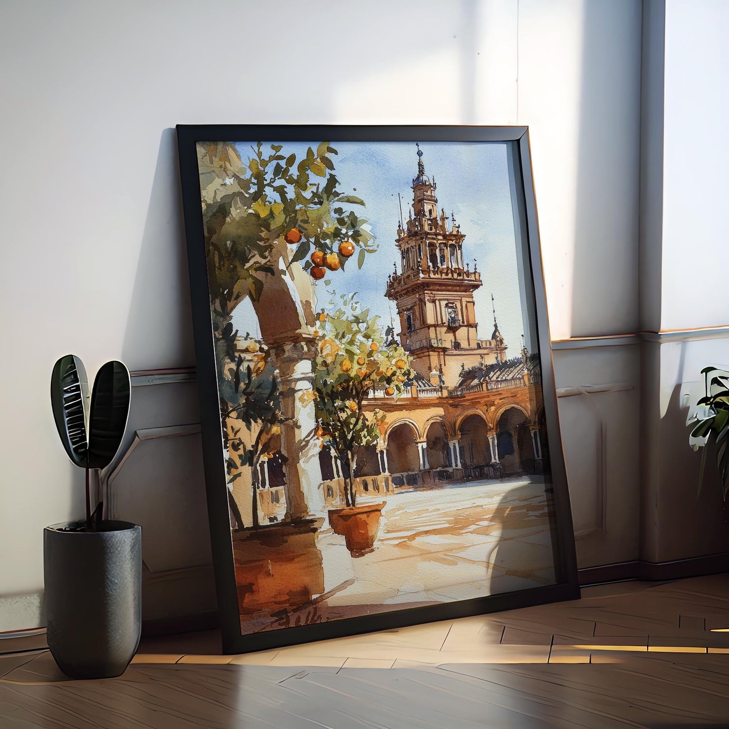 Seville Watercolor Poster Seville Travel Print Seville Wall Art Seville Cityscape Painting Seville Souvenir Spain Decor