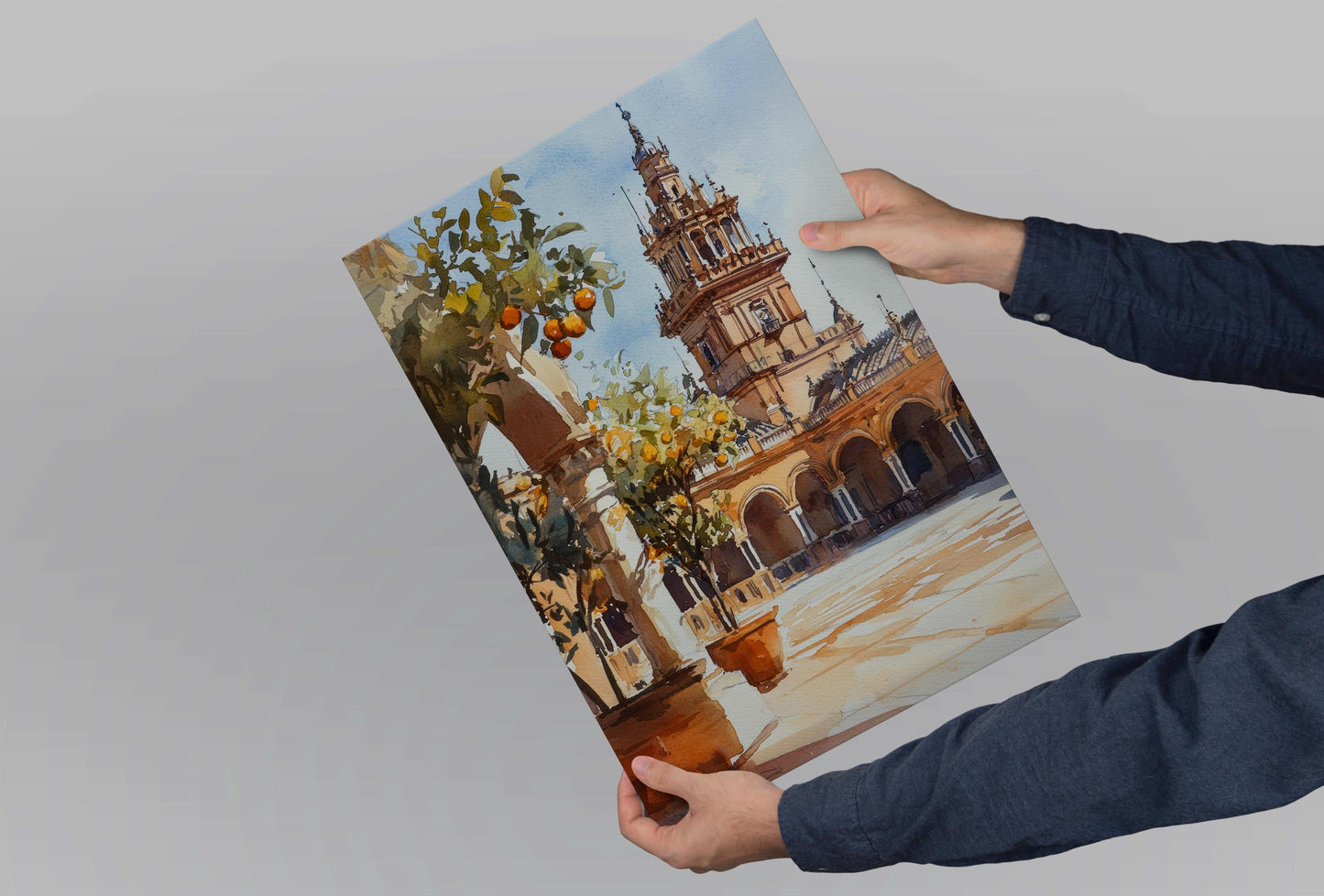 Seville Watercolor Poster Seville Travel Print Seville Wall Art Seville Cityscape Painting Seville Souvenir Spain Decor