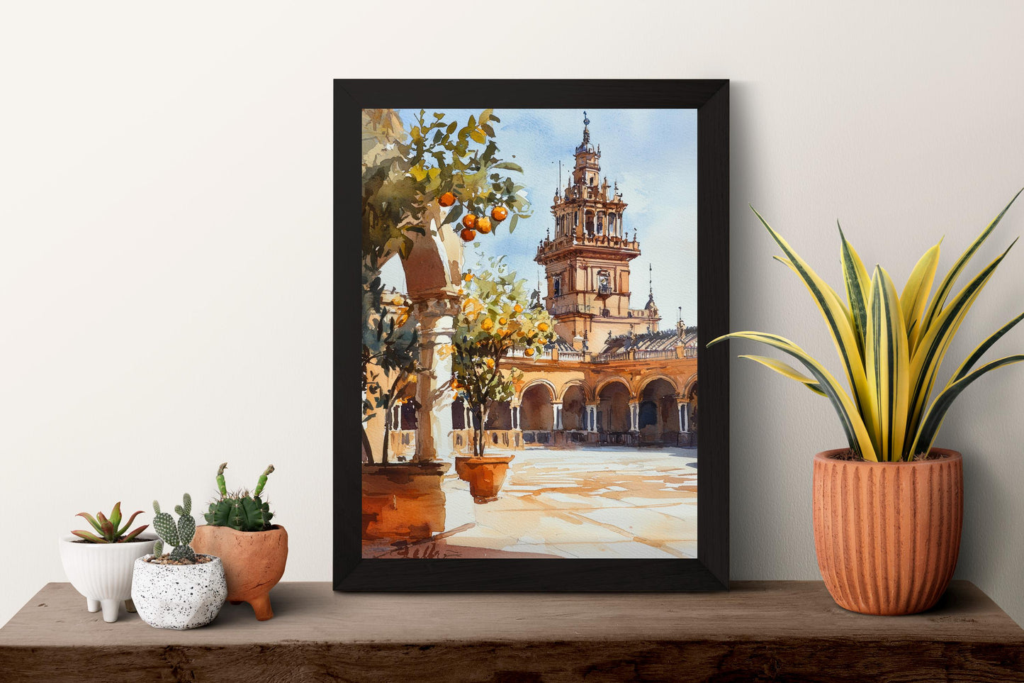 Seville Watercolor Poster Seville Travel Print Seville Wall Art Seville Cityscape Painting Seville Souvenir Spain Decor
